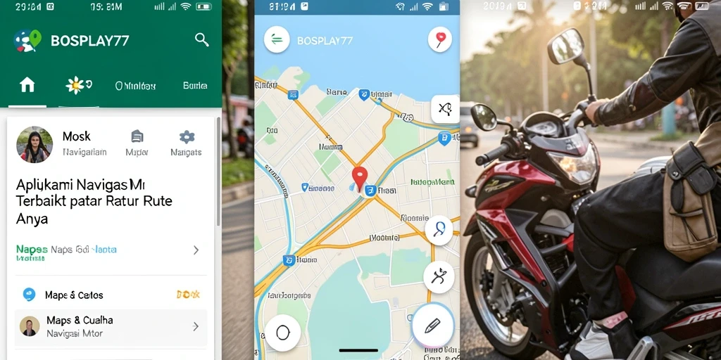 Tampilan antarmuka BOSPLAY77 untuk navigasi motor yang intuitif dan informatif.
