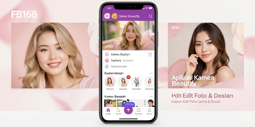 Tampilan antarmuka FB168 dengan fitur Kamera Beautify yang menarik.