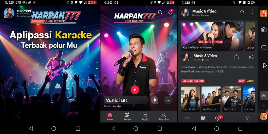 Antarmuka <strong>HARAPAN777</strong> saat digunakan untuk karaoke, menampilkan lirik dengan jelas.