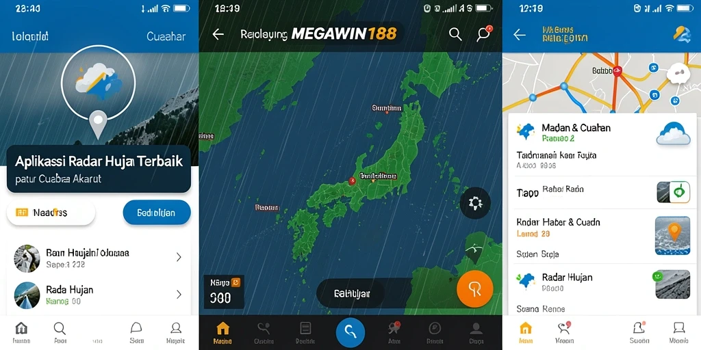 Tampilan antarmuka MEGAWIN188 dengan informasi radar hujan yang jelas.