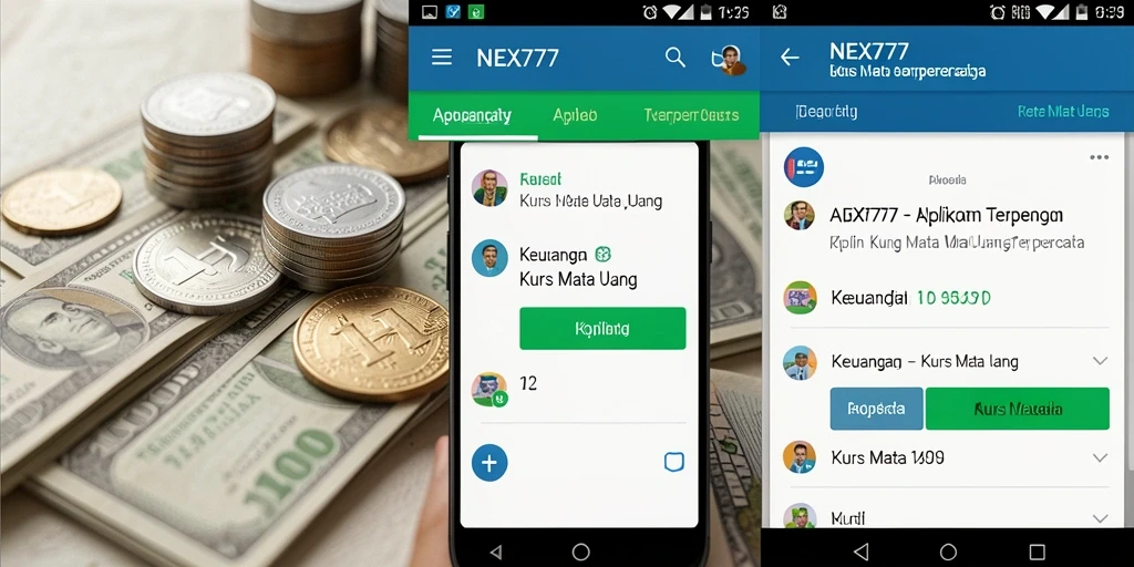 Antarmuka aplikasi NEX777 menampilkan kurs mata uang secara real-time.