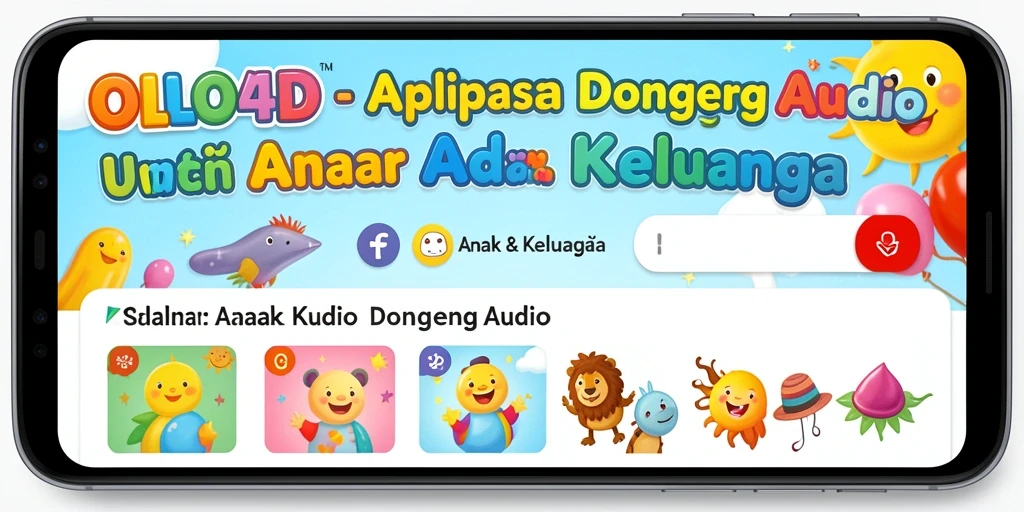 Antarmuka OLLO4D yang menarik dengan fitur dongeng audio untuk anak-anak.