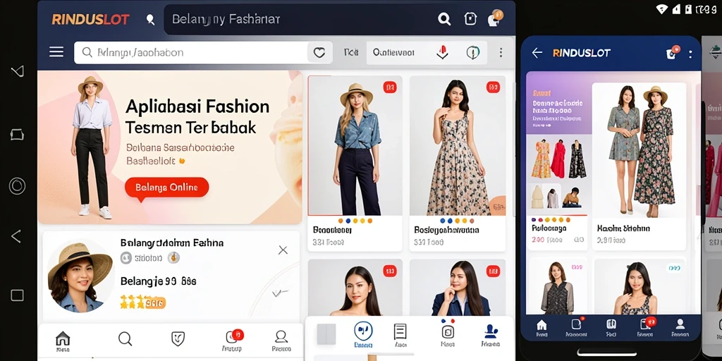Tampilan antarmuka RINDUSLOT yang menarik dan mudah digunakan untuk belanja fashion.
